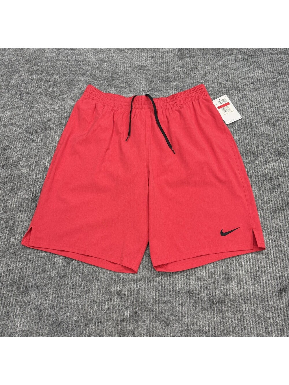 NWT Nike Swim Shorts Trunks Mens L Red Lined Elastic Waist Drawstrings Pockets